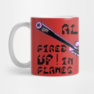 All Fired Up In Flames, v. Code Pink Blk Text Mug